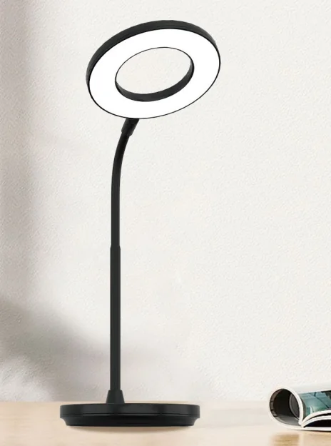 L078 Rechargeable Ring Light Table Lamp with Touch Control, Stepless Dimming